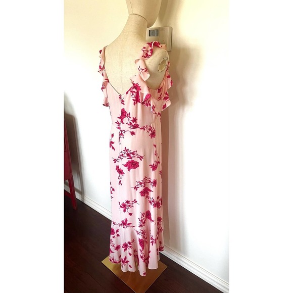CECE Secret Blush Floral Spring Bouquet Ruffled Hi Low Maxi Dress Sz M - Picture 10 of 16